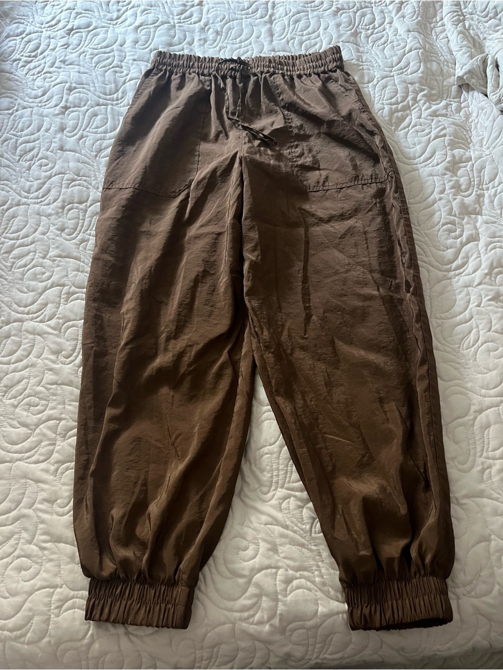 Zara Brown Elastic-Waist Track Pants Size Small